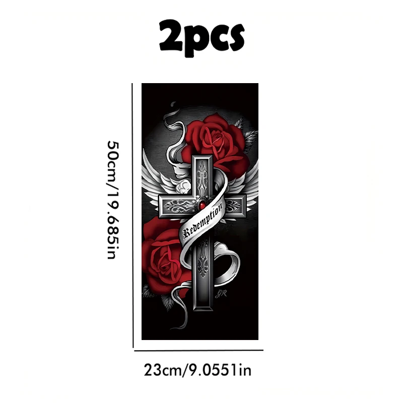 2 pieces of automotive B-pillar stickers Cross,Rose,Wing,ribbon Smooth material protection film with anti-scratch properties