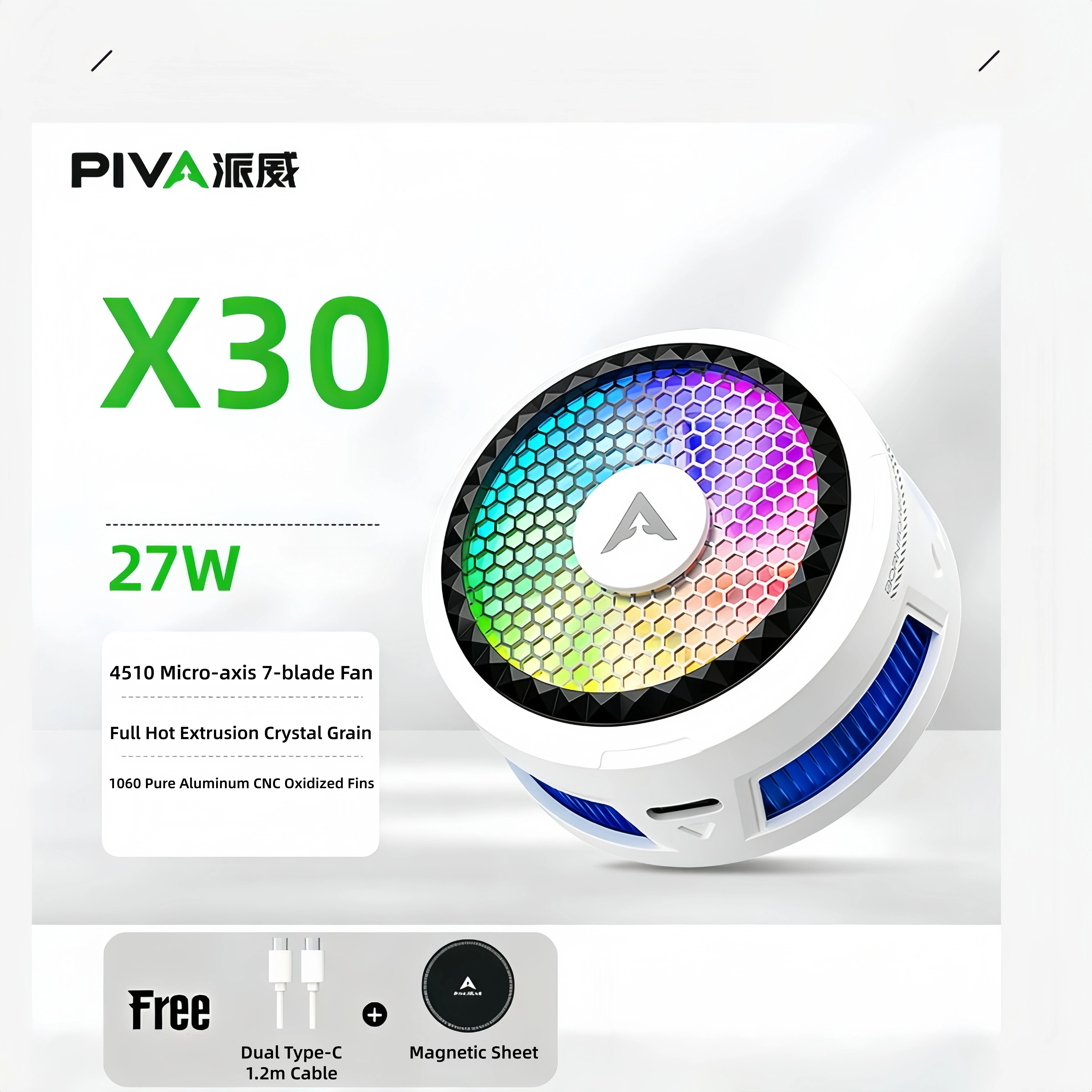 Piva X30 Gaming Phone Cooler Lightweight Magnetic Clamp with Semiconductor Refrigeration for Instant Cooling