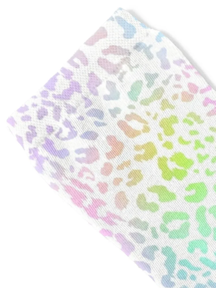 Bright Pastel Rainbow Leopard Print Socks Running cotton aesthetic hockey Woman Socks Men's