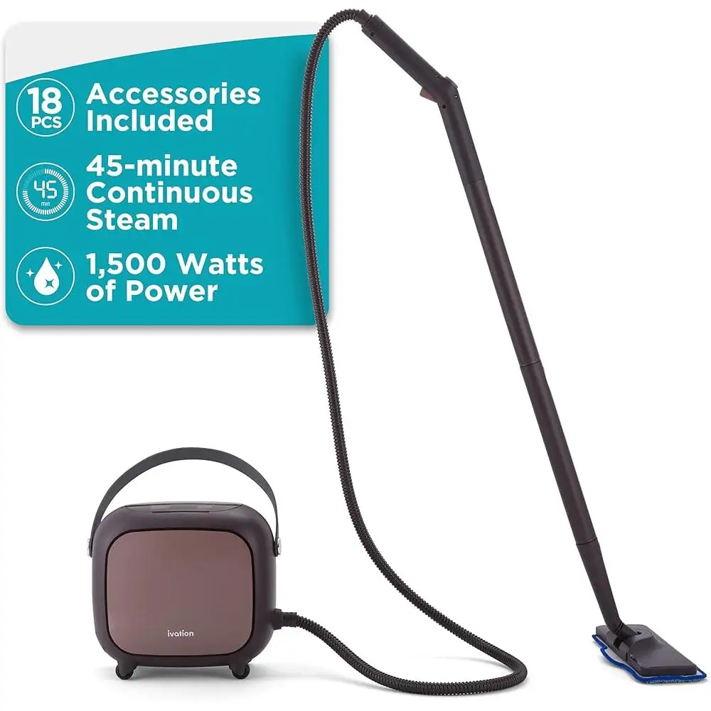 منظف بخار قوي متعدد الأغراض، 18 ملحقًا، ممسحة أرضية شديدة التحمل، باخرة محمولة، معقم للمنزل خالي من المواد الكيميائية