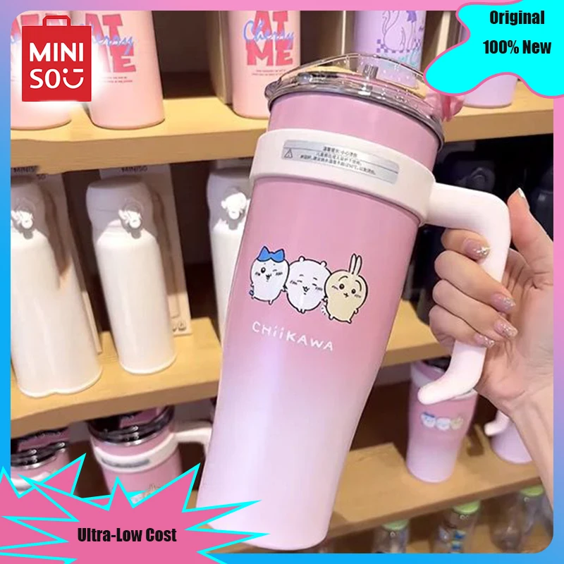 

Miniso Chiikawa серии Ice Bully Cup 1600 мл Вакуумная чашка большой емкости высокий внешний вид уровень кофейная чашка портативная солома Подлинная