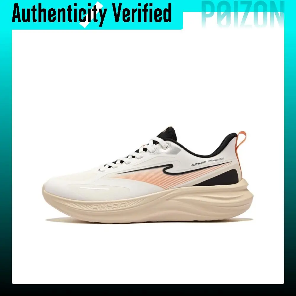 Erke Cloud Chase 3 Running Shoes Men's Low-top Microcrystal White/Jet Black/Apricot Orange 51126303081-002