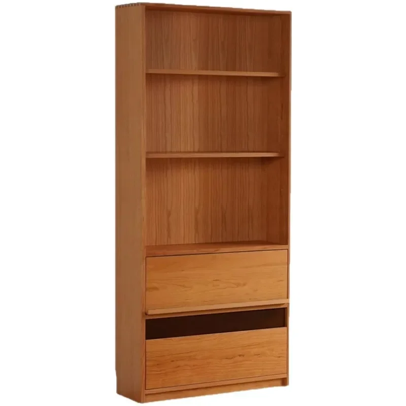 

Solid wood floor-to-ceiling bookshelf, cherry wood bookcase, integrated whole wall display cabinet, combined storage lattice