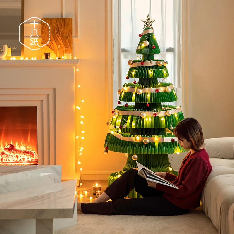 Shibazhi New Decorative Christmas Tree Living Room Hallway Christmas Tree Ornaments Foldable Storage Multiple Styles Optional