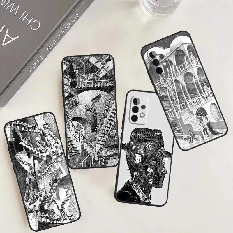 Escher Staircases Case For Samsung Galaxy A54 A34 A24 A14 A53 A33 A13 A52 A32 A22 A12 A71 A51 A15 A25 Cover