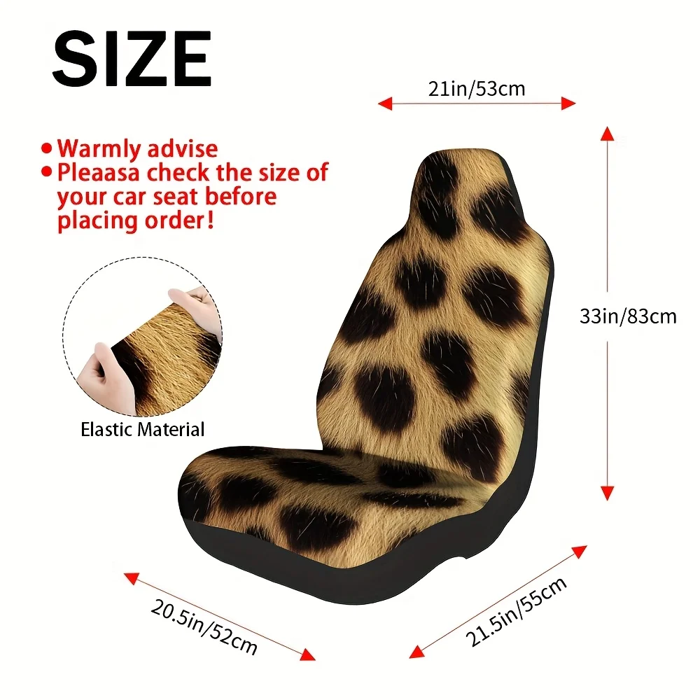 2pcs Car Seat Covers Set, Leopard Fur Spots Print, Chic Vehicle Seat Covers. Fits Holiday Village Trips & Daily Post Runs. Deli