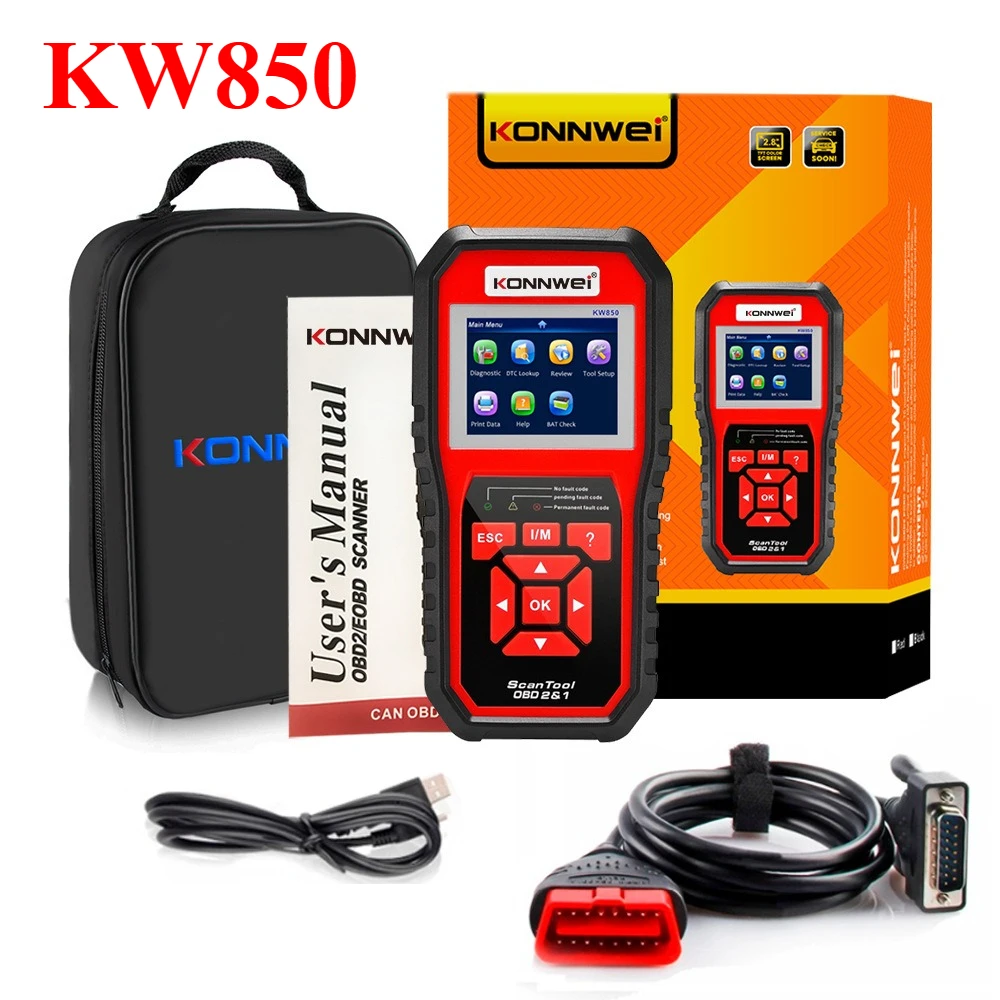 KONNWEI KW850 Full OBD2 Car Scanner Professional Auto Diagnostic Tools Engine System Check Code Reader DTC Lookup Pk Elm327