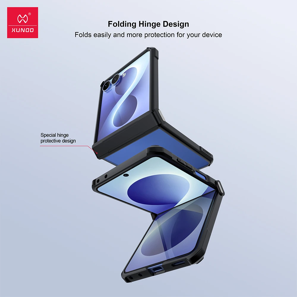 XUNDD Case For Samsung Galaxy Z Flip 8 Hinge Protection Magnetic Ring Kickstand Shockproof Clear PC TPU Anti Drop Phone Cover