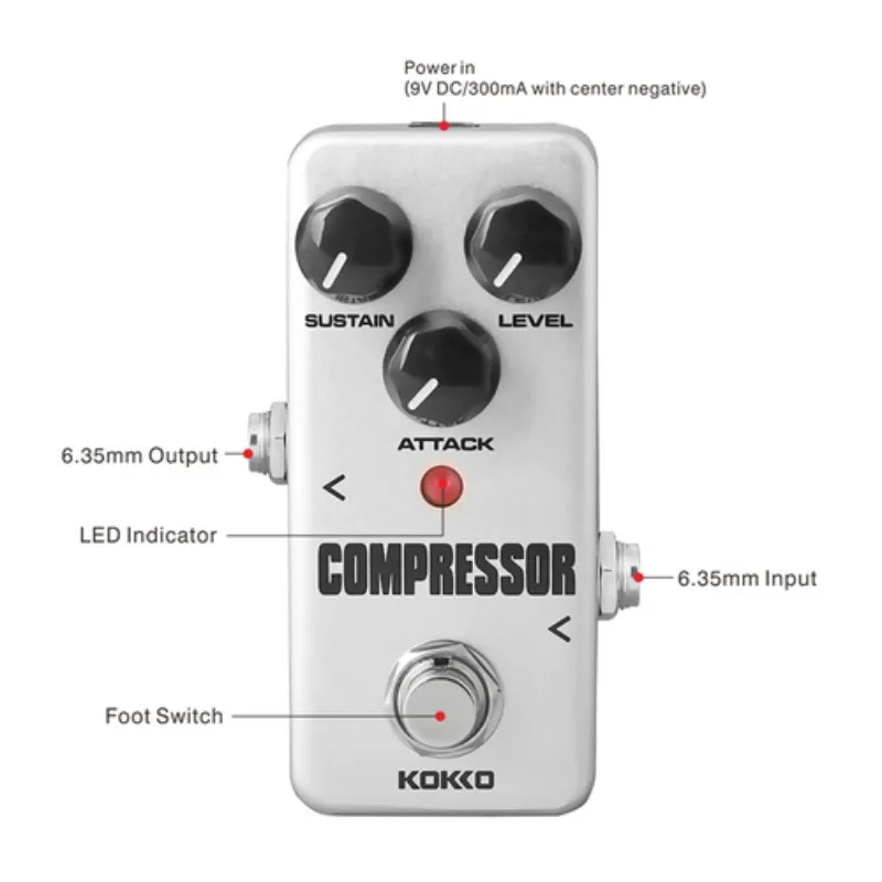 KOKKO FCP-2 Mini Compressor Electric Guitar Effect Pedal Portable Analog Pedalboard Compressor Accessories for Stage Studio Live