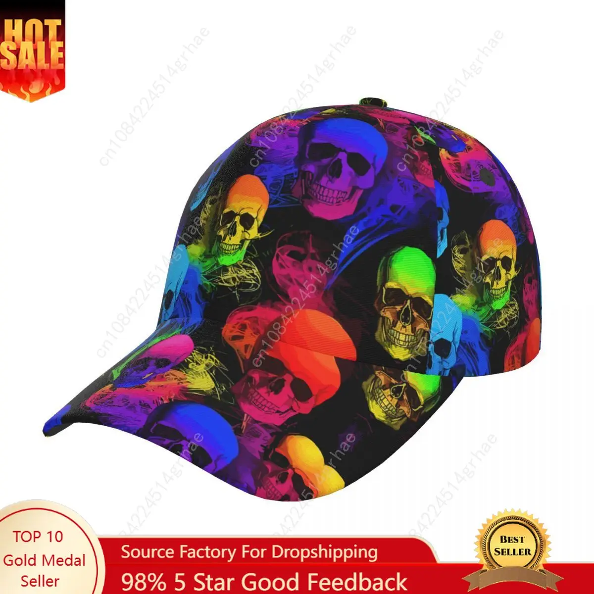 

Skuilles Cap Unisex Adjustable for Adult Baseball The Colorful Skull Cap Hip Hop Cap