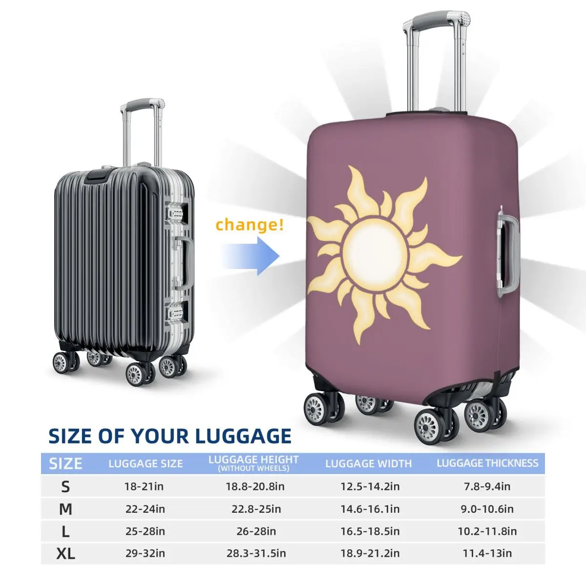 Rapunzel Sun Mala Capa de proteção elástica para viagem Protetor de bagagem para 18-32 polegadas
