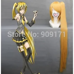 90cm x długi Vocaloid Akita Neru anime klips peruka do cosplay na kucyk jasny ciemny zielonym peruka do cosplay 100cm