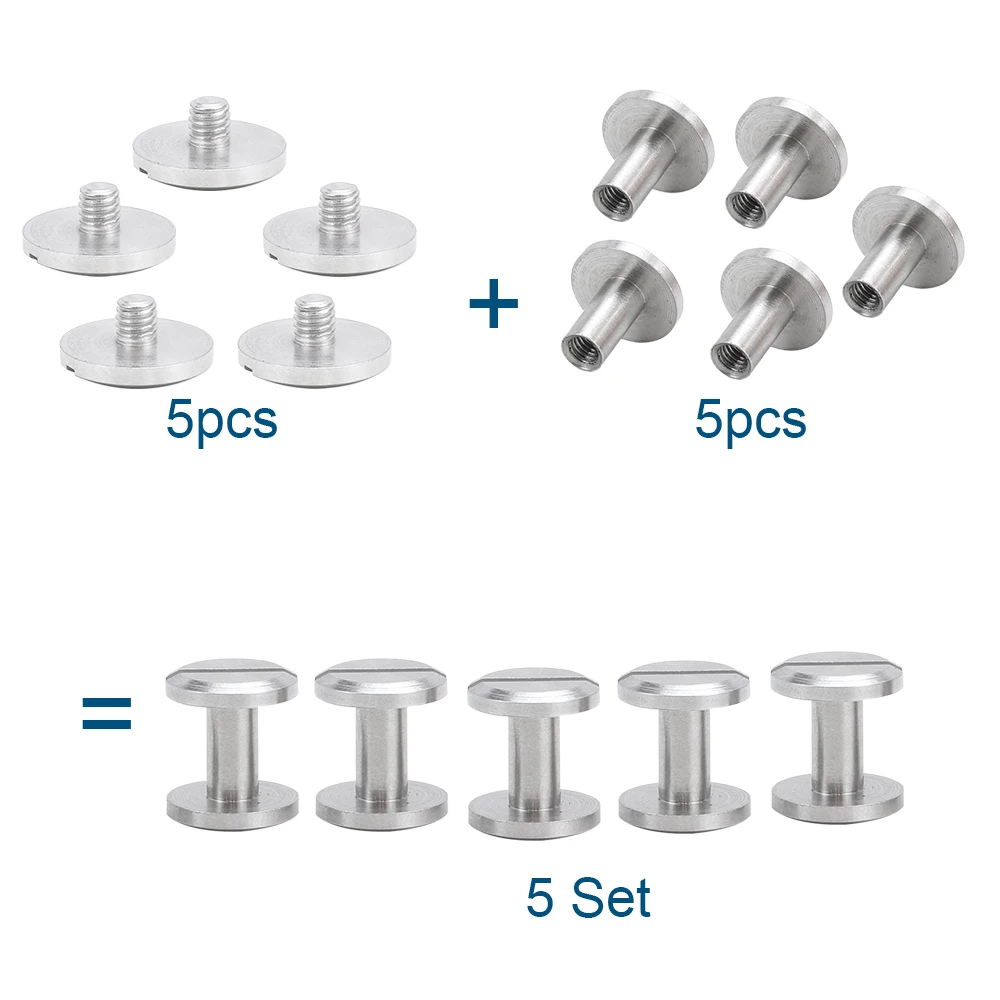 HOWSHENG 5set viti di rilegatura chiodi a vite Chicago M3 rivetti a testa scanalata in acciaio inossidabile per Menu calendario artigianato in pelle