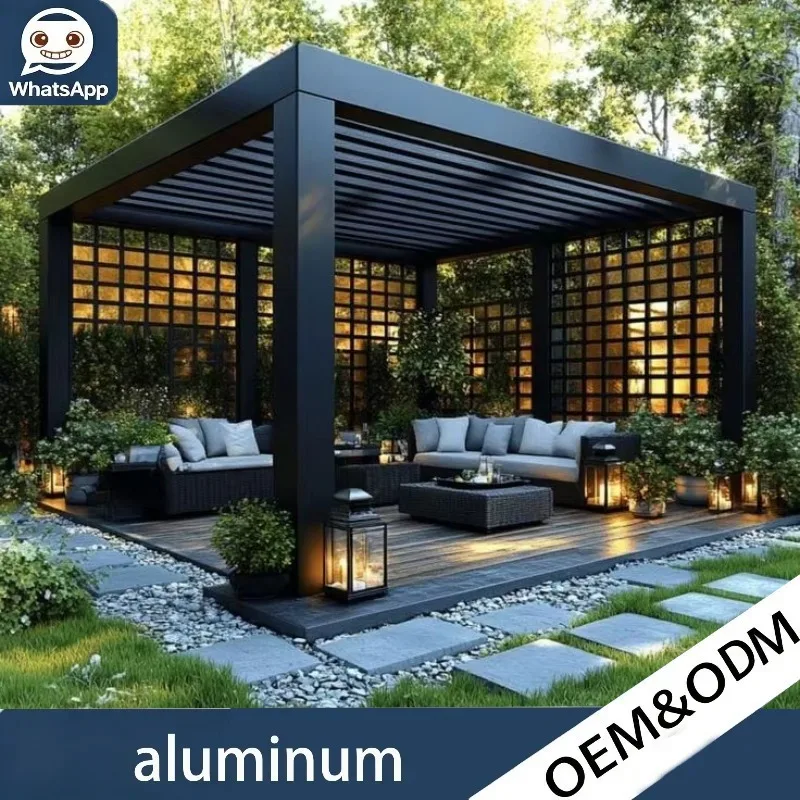 Custom Height Modern Luxury Aluminum Gazebo Eco Waterproof Windproof Multifunctional Structure For Courtyard Leisure Decoration