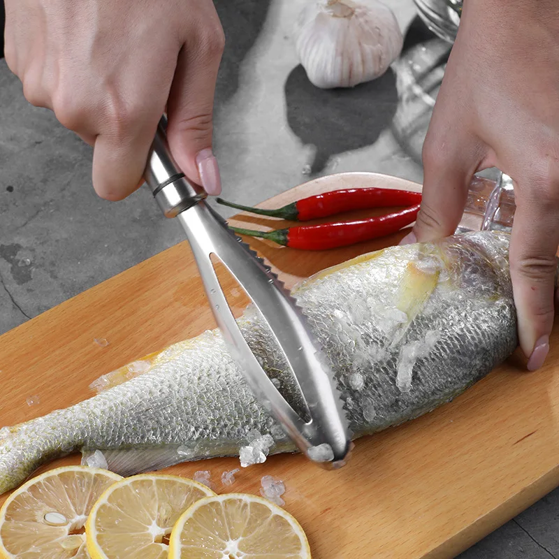 

Practical Fish Scale Remover, Plastic Fruit and Vegetable Peeler, Descaling and Cleaning Scraper with Accessories, Folding Knife