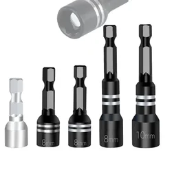 1pc 8mm Magnetic Nut Screwdriver Socket Bit 42mm-60mm 1/4
