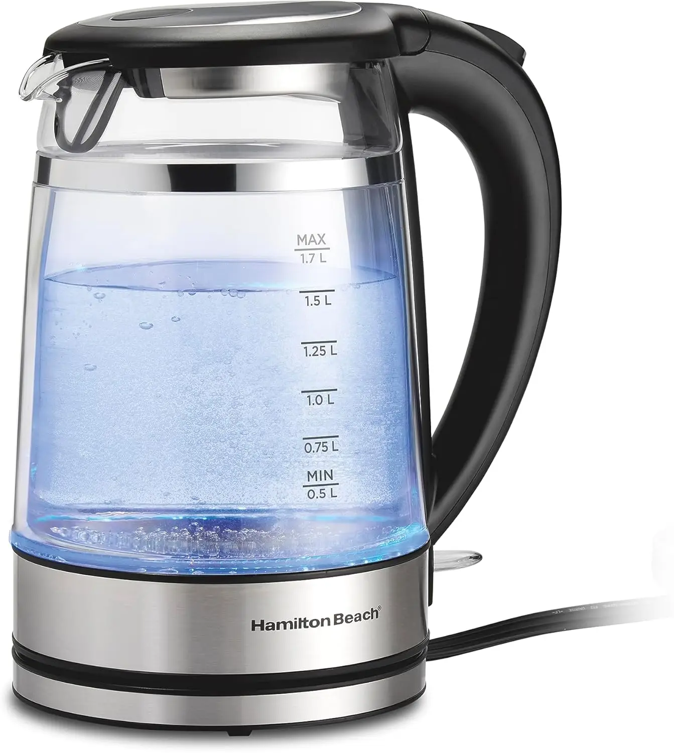 

1.7L Electric Kettle with Auto-Shutoff, Cordless Serving, Glass Design & LED Indicator for Safe Boiling