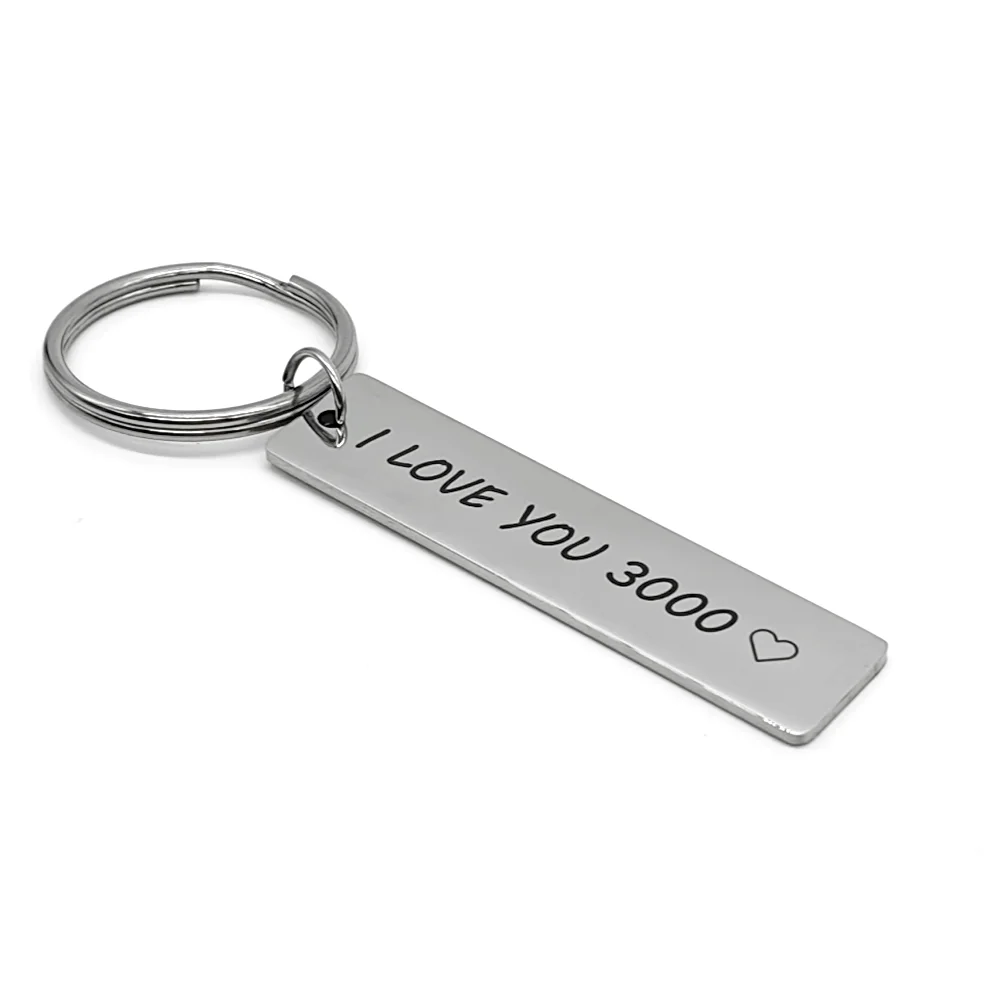 1Pc Simple Stainless Steel Keychain I LOVE YOU 3000 Keychains For Men Keyring Jewelry Gifts For Family Lovers Friends