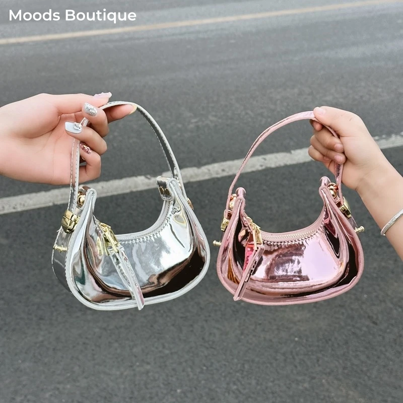 

MOODS Cute Mini Round Top-handle Bags For Girl Shiny Lipstick Bag Luxury Designer Purses And Handbags Exquisite Evening Bag 2025