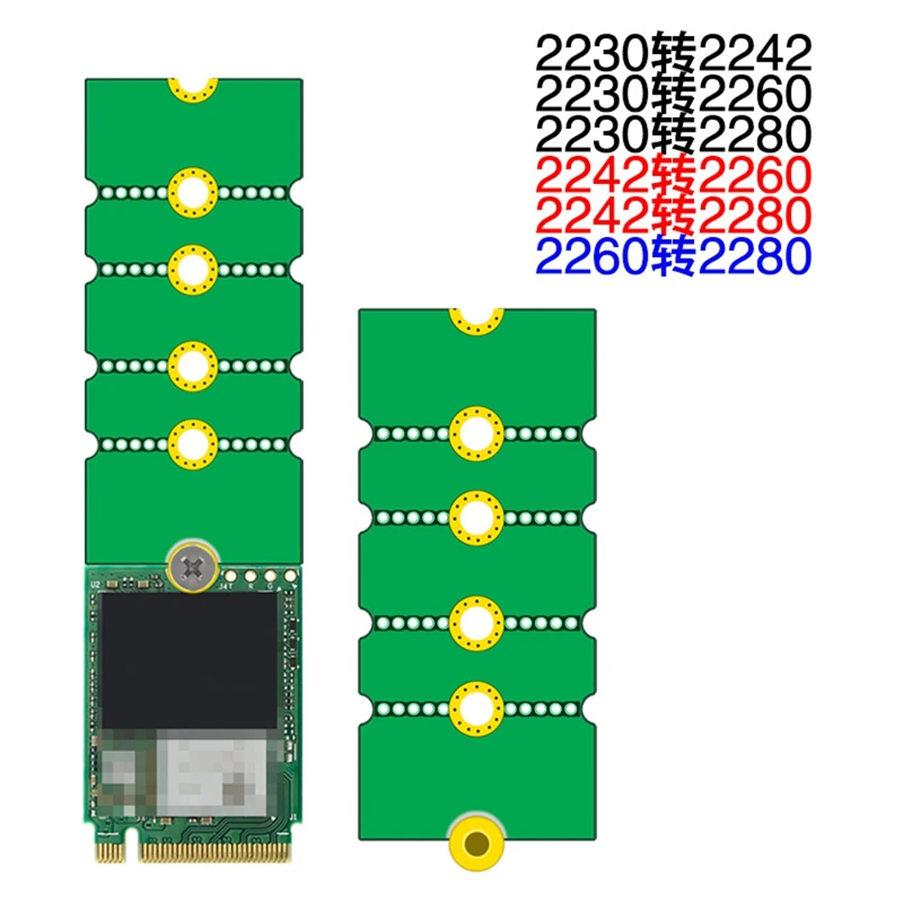 Soporte extendido NGFF NVME M.2 2230 a 2242/2260/2280, 2242 a 2280, 2260 a 2280 Placa de rack de expansión del adaptador de transferencia