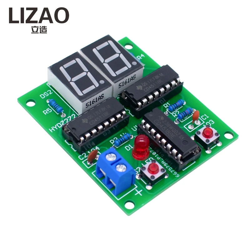 2-Digit Decimal Addition Counter DIY Kit, Digital Display Counter Board for Student Electronic Training