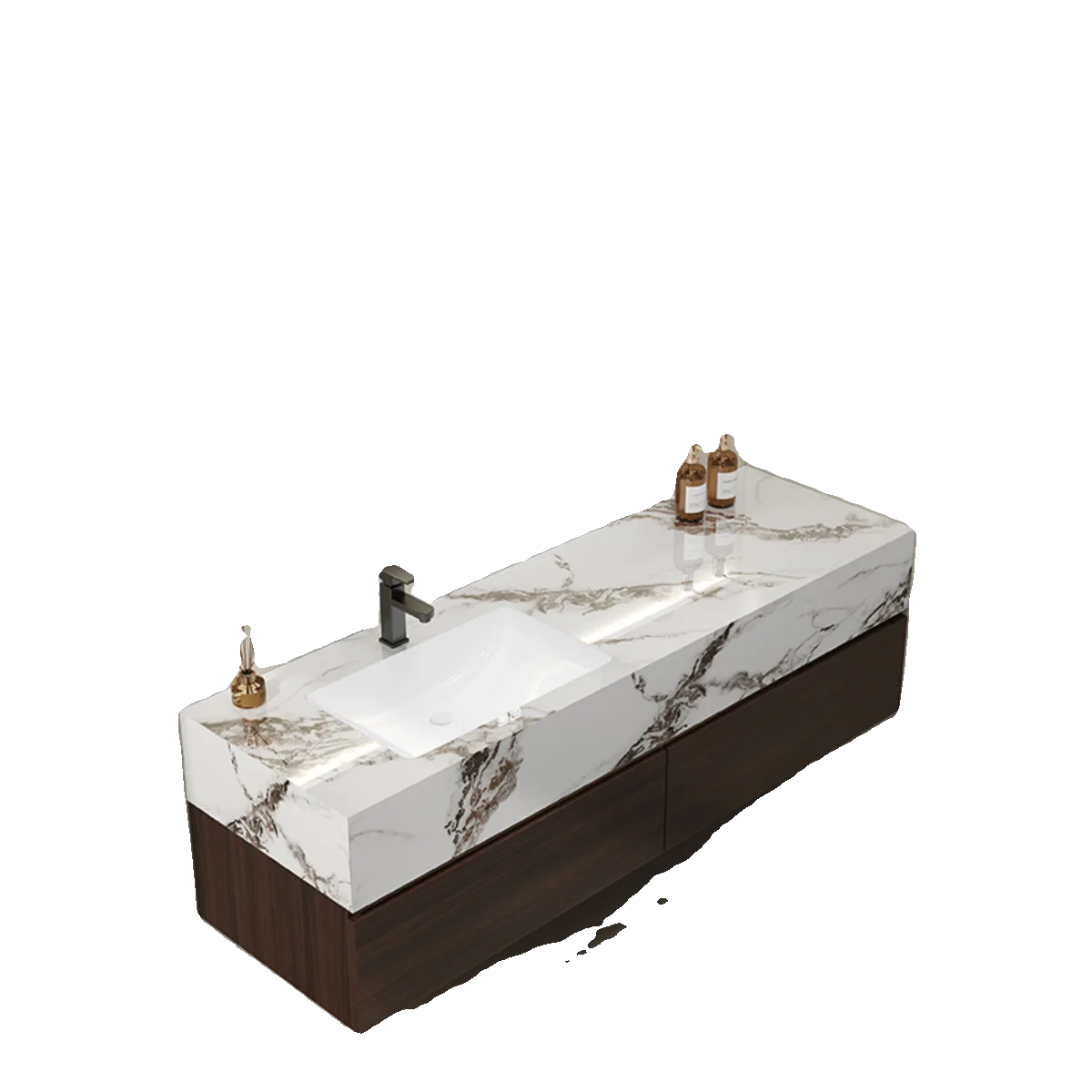 Customizable solid wood slate integrated bathroom cabinet combination bathroom washbasin cabinet combination can be customized