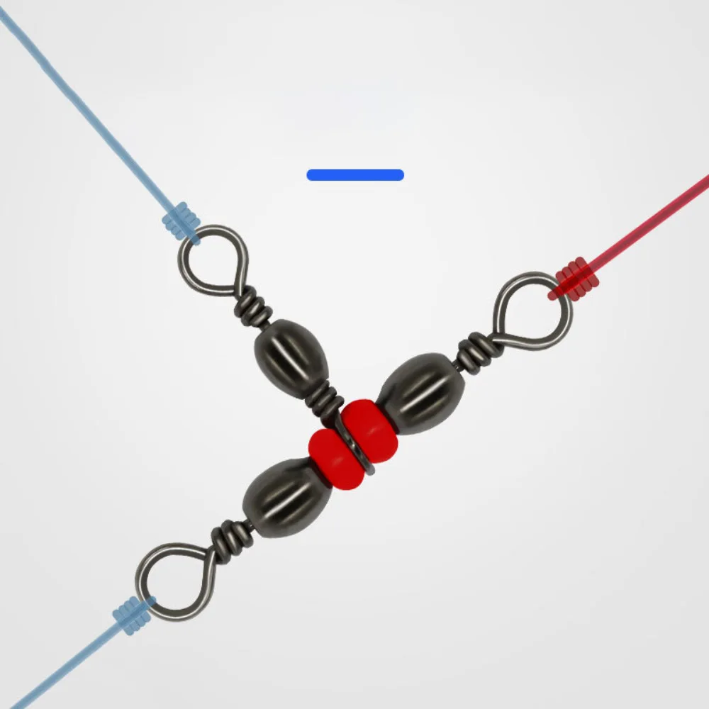 

10pcs Fishing Barrel Swivel Connector Three Way Snap Ring with Beads for Fishhook Lure Line Fishing Tackle Accessories