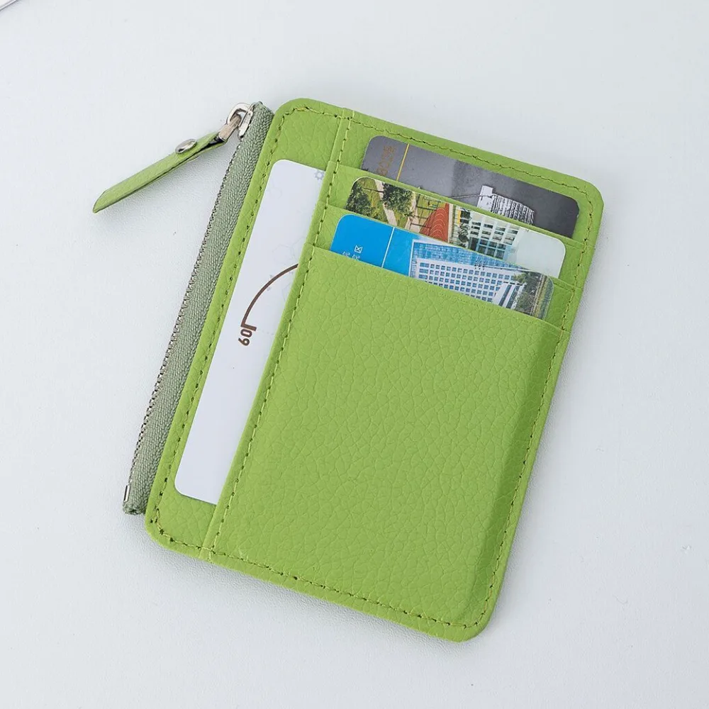 New PU Leather Card Bag Solid Color Soft Money Clip Ultra-thin Business Card Bag Women Men