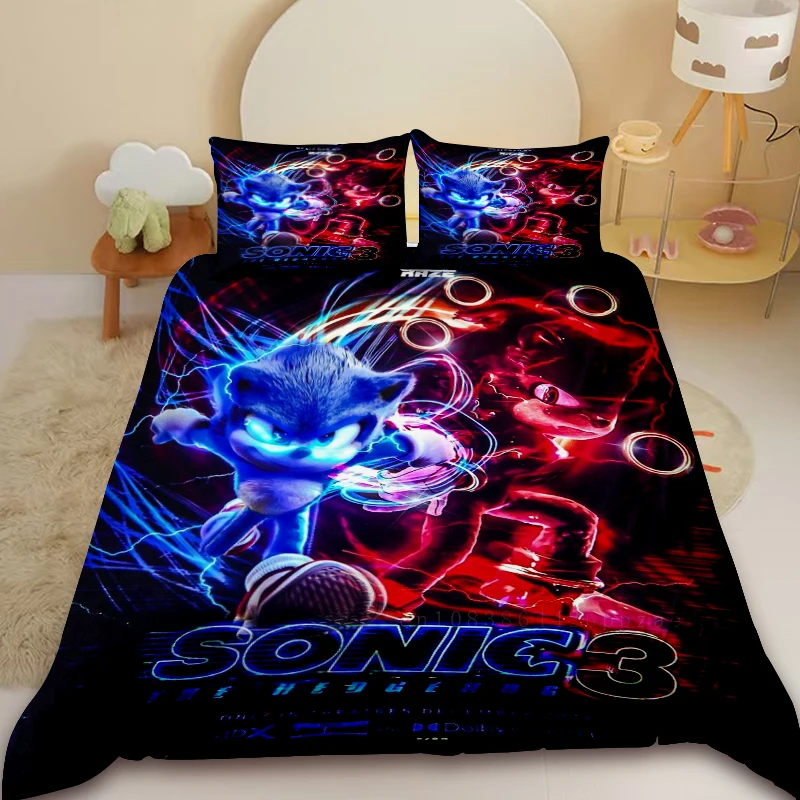 سونيك كول حاف مجموعة غطاء طقم سرير المعزي غطاء لغرفة النوم ديكور المنزل الأطفال المراهقين هدايا عيد ميلاد #1