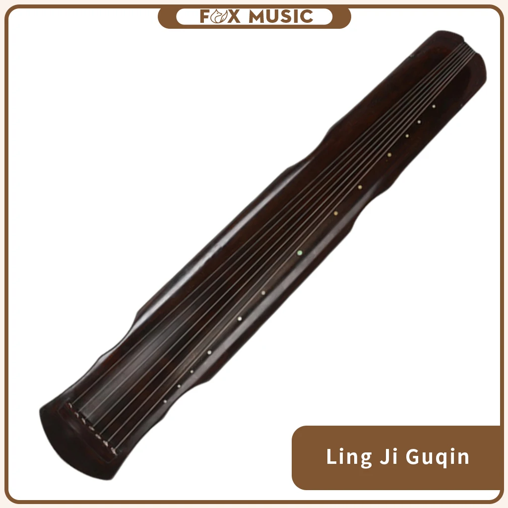 

7 String Chinese Zither Ling Ji Style Lacquered Aged Paulownia Guqin Beginner Practice For Performance W/ Rich And Mellow Sound