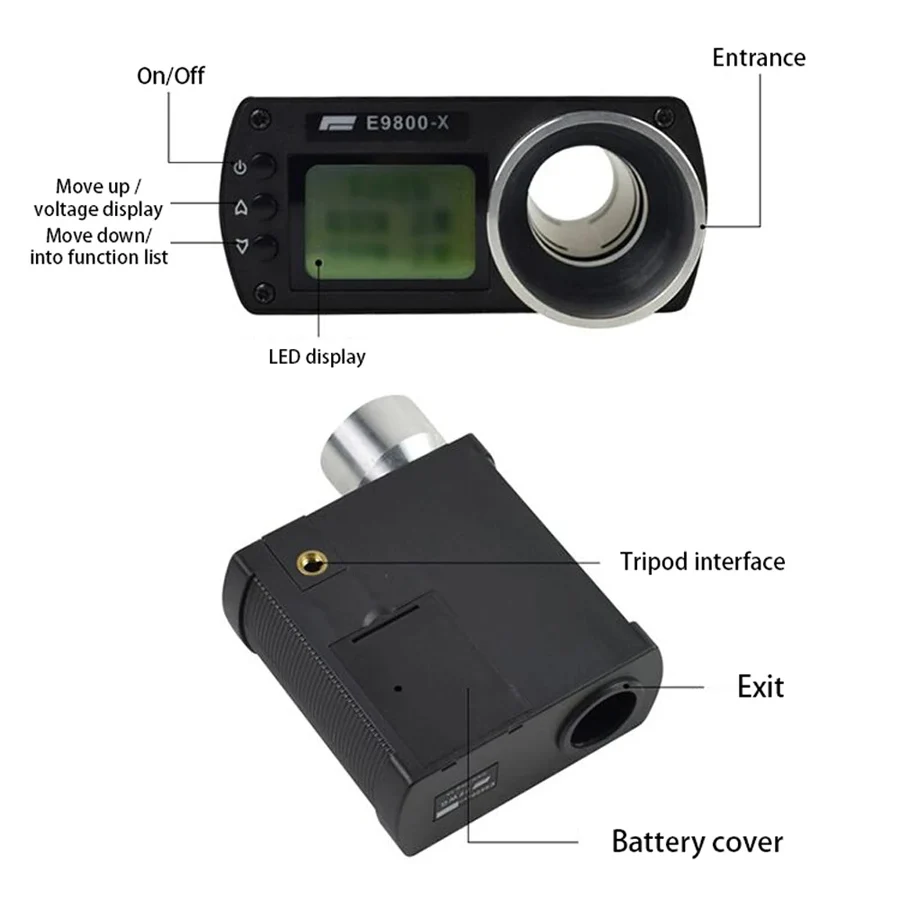 E9800-X Bullet Firing Speed Chronograph Strzelanie Przyrządy pomiarowe Chronograf do strzelania Narzędzia do chronoskopu LCD