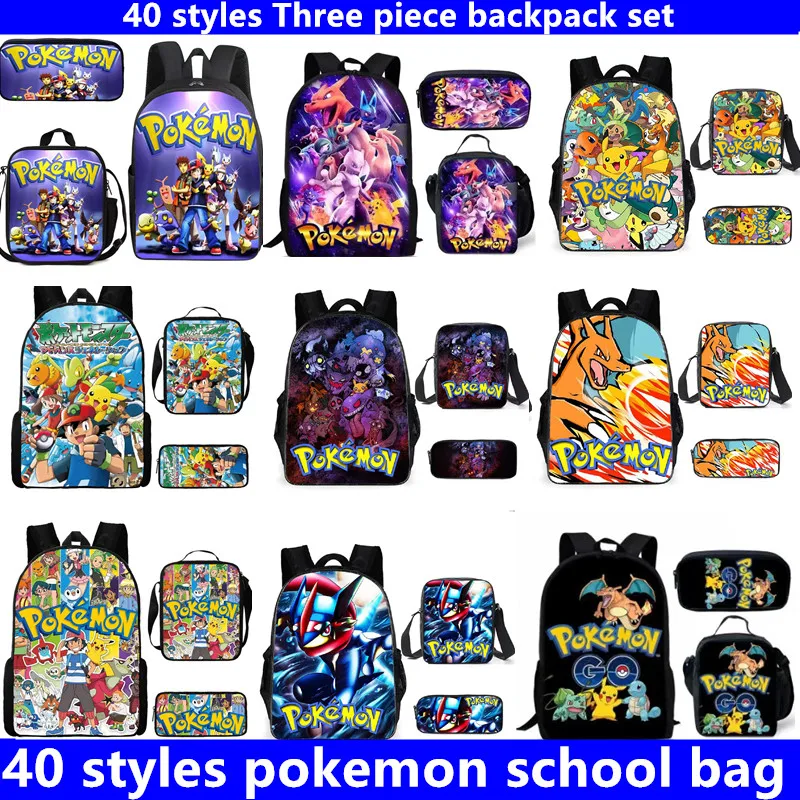 

Pokemon Kids School Backpack Storage Bag Kawaii Pikachu Anime Figures Student Big Capacity Travel Bag Boy And Girl Toys Mochila