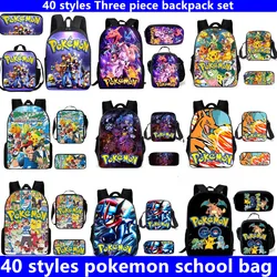 Pokemon Kids School Backpack Storage Bag Kawaii Pikachu Anime Figures Student Big Capacity Travel Bag Boy And Girl Toys Mochila