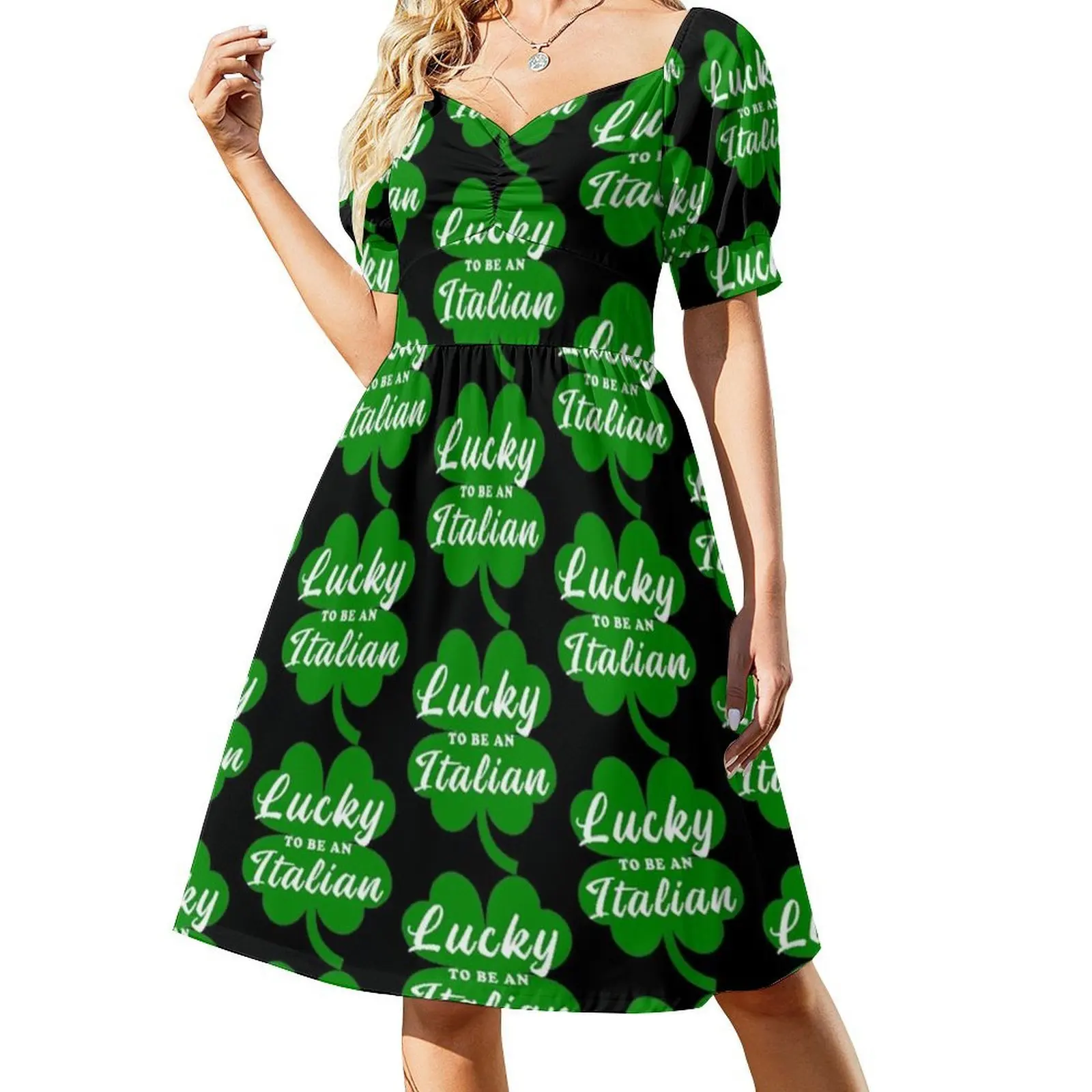 يوم الحظ الإيطالي يكون فستانًا مثيرًا للإجازات للنساء على الشاطئ وحفلات أعياد الميلاد فستان قصير Lucky Be A Italian Day Day Day Irish Female #2