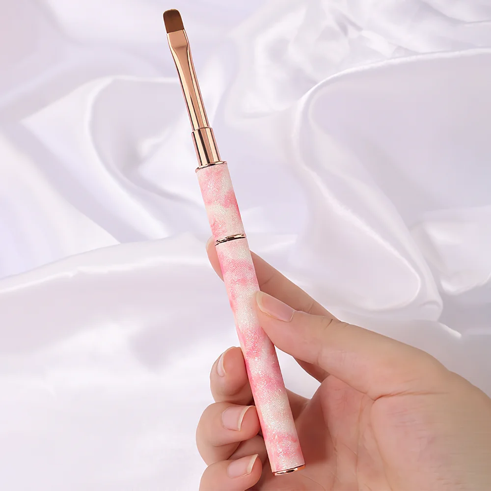 Nail Art Brushes Set Rose Gold Handle, Liner Blending Ombre Kit for Gel Design, Premium Nail Supplies