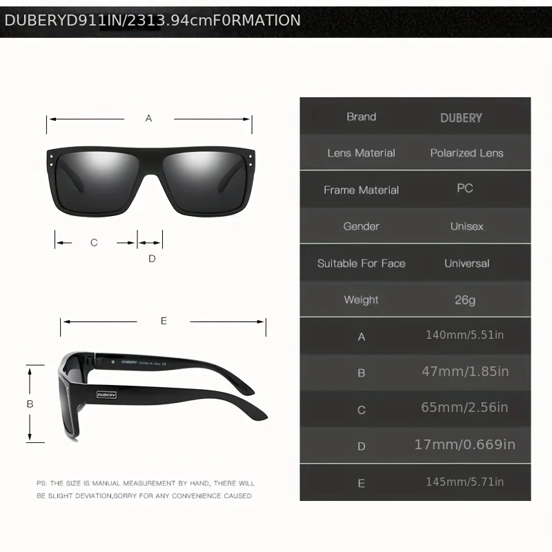 DUBERY Polarized UV400 Protection Sunglasses For Men And Women 8 Colors Model 911
