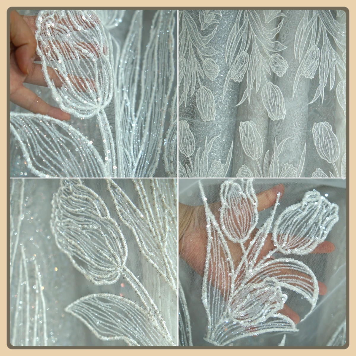 

Прозрачная тюлевая ткань с вышивкой бисером и блестками в виде листьев, легкая мягкая сетка для свадебных платьев, вечерних платьев и дизайна «сделай сам»