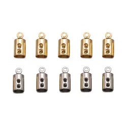 50pcs Stainless Steel Crimp End Bead Caps Leather Cord Clip Fold Connector For DIY Leather Cord Bracelet Necklace Jewelry Making