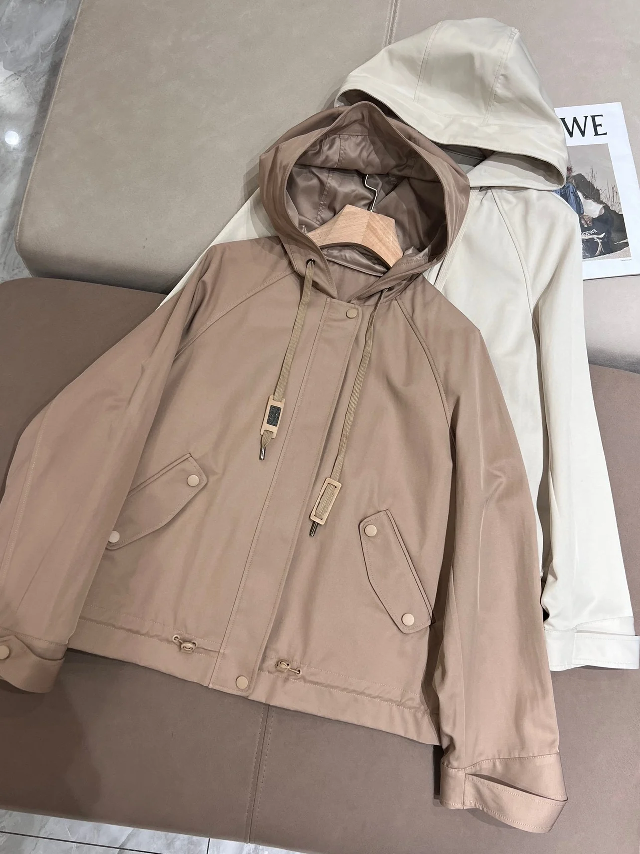 Spring Autumn B*C Windbreaker Jacket Women Casual Hooded Short Coat For Woman