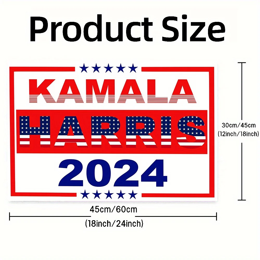 Kamala Harris 2024 Presidential Campaign Yard Sign-Durable Plastic, Fit for Outdoor Lawn & Patio Decor, Supports Democracy Theme