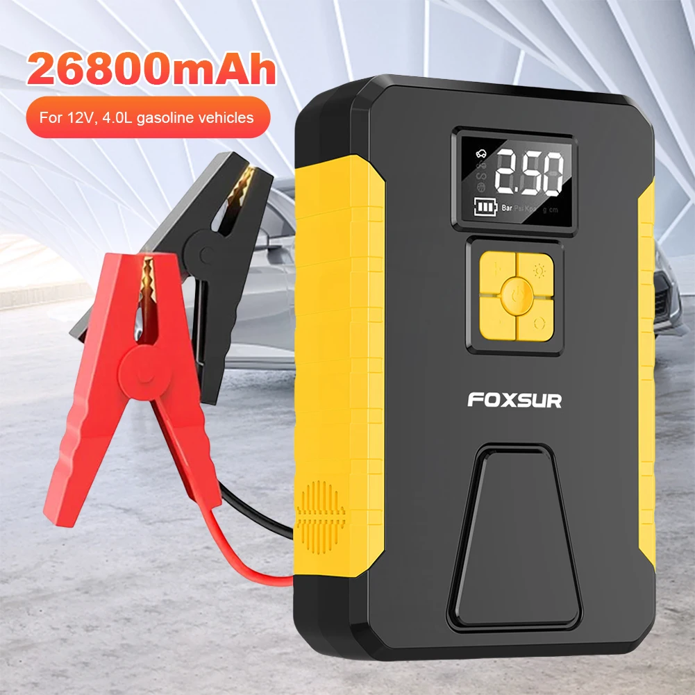 Car Battery Booster 26800mAh Air Pump Auto Tire Inflator Emergency Auto Booster Lighting Air Compressor Auto Starting Device