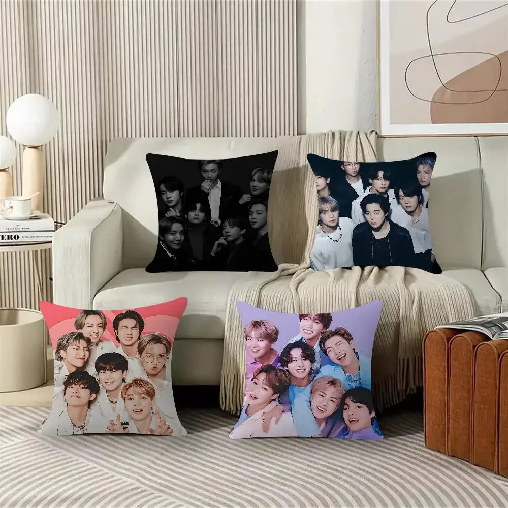 Korean Celebrity B-BTS Pillow Case For Sofa Decor Car Office Room Printing Cushion Cover Decorations And Protector