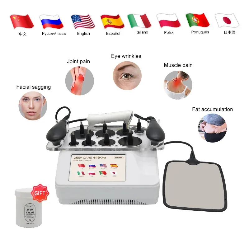 TopElec 448KHZ Indiba Penetrates RF Tecar Therapy RET CET Diathermy Body Care Deep Health Warm System Spa Pain Relief Skin Tight
