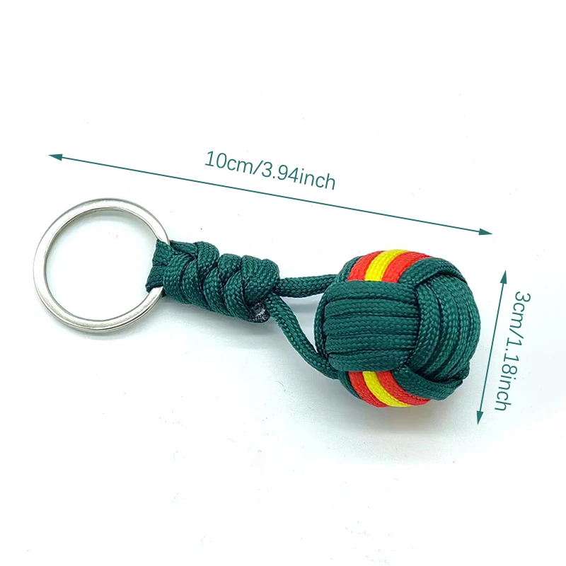Military Parachute Woven Rope Ball Keychain Lanyard Key Ring Monkey Fist Key Chains Outdoors Survival Tool Jewelry image 6