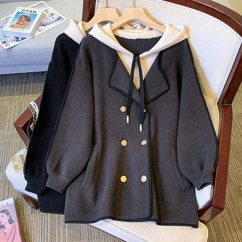 New Hoody Woolen Women Clothing Elegant Slim All-match Thicked Coat Woolen Premium Fashionable Minority Lazy Soft Blends