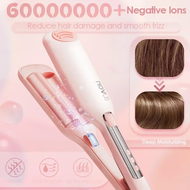 NOVUS 32MM Wavy Hair Curlers French Egg Roll Head Waver Styler 6000w negative ion Fast Heating 60 Min Auto off Curling Iron