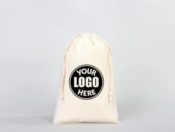 Custom Pouch Bags •Personalized Organic Cotton Mini Favor bag • Custom Muslin Bags • 20 Pieces MINUMUM • Cloth Sack