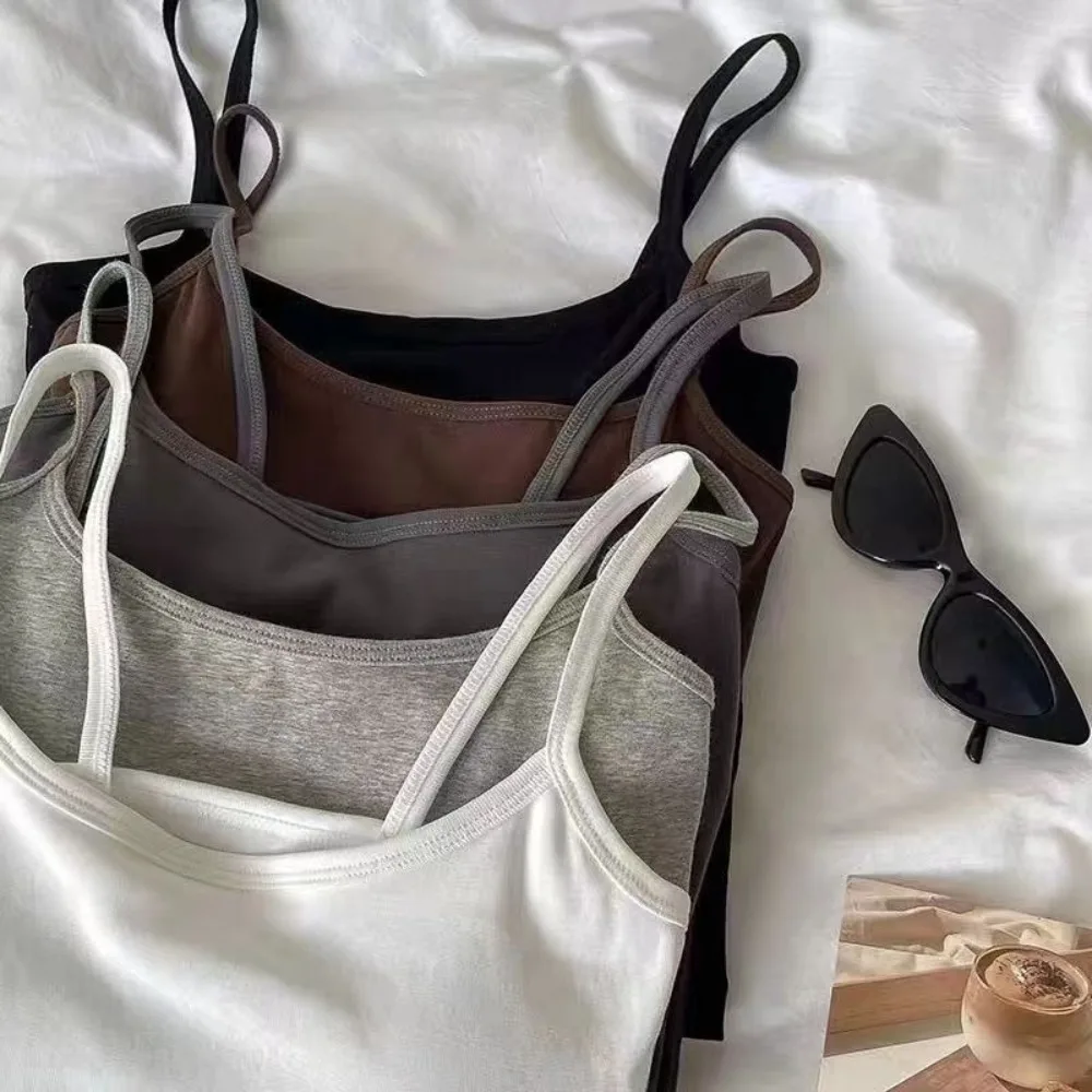 قميص قصير جديد بدون أكمام بلون سادة مع وسادة صدر ملابس خارجية قصيرة سترات ملابس داخلية هدية