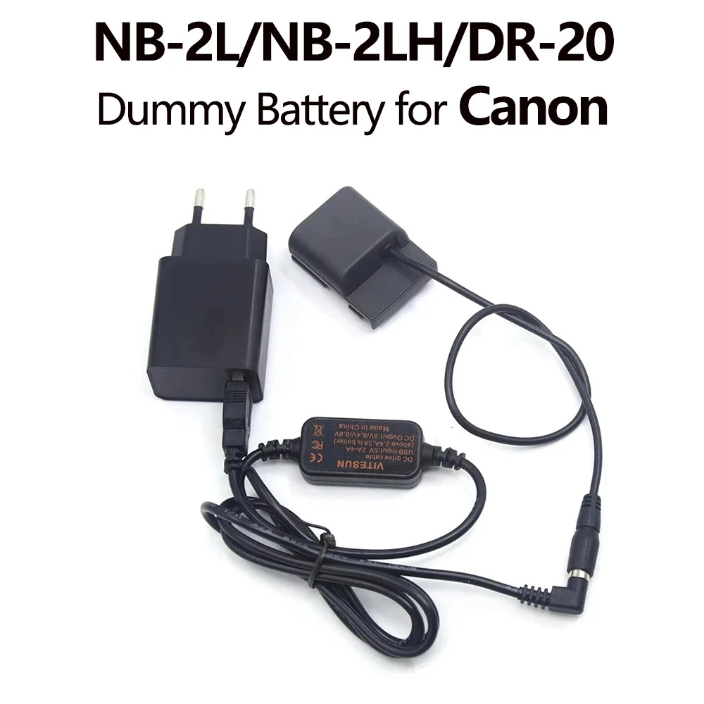 

Quick Charger USB Power Cable DR-20 DC Coupler NB-2LH NB-2L Dummy Battery for Canon G7 G9 S80 EOS 350D 400D Digital Rebel XT XTi