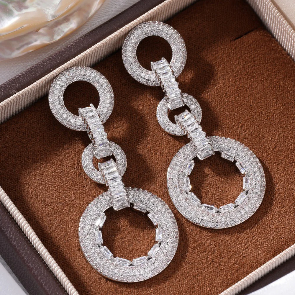 

Missvikki New Trendy Luxury Fashion Style Round Earrings Full Cubic Zirconia for Women Wedding Chic Trendy Earrings High Quality